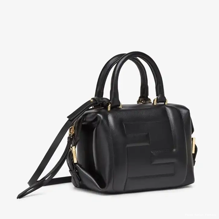 Vintage HOT In Mini Black Cube FF Bag Fendi Leather Nappa 0705